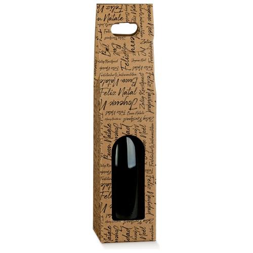 Scotton Scatola natalizia per bottiglia WORDS Avana e Nero (9x9x38,5 cm) 138943