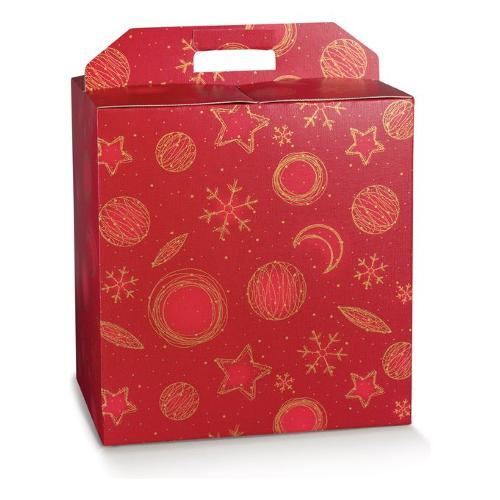Scotton Scatola natalizia per panettone e bottiglia RED UNIVERSE Rosso e Oro (43x24x34,5 cm) 39201P