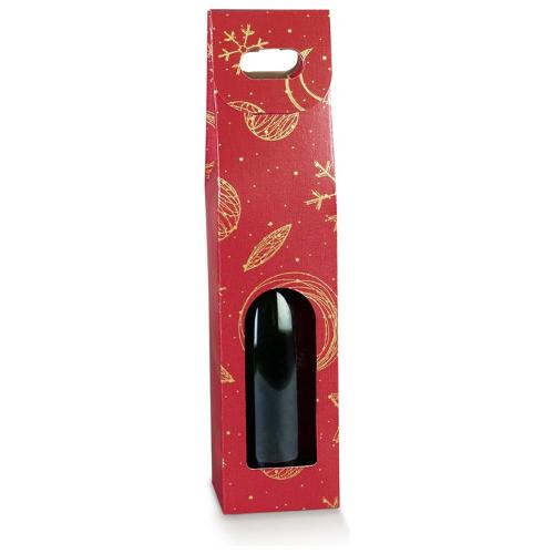 Scotton Scatola regalo per bottiglia RED UNIVERSE Rosso e Oro (9x9x38,5 cm) 39203S