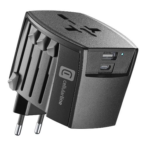 Cellular Line Adattatore da viaggio Australia, Europa, Regno Unito, USA Nero 100-240V WTACHARGER20WK
