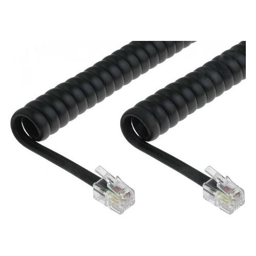 Intellinet Cavo telefonico spiralato 4P4C Black 2m ICOC MD 44 02SBK