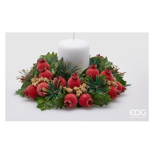 Edg Corona decorativa (21cm) Pino silvestre con bacche Verde e Rosso 684110 74