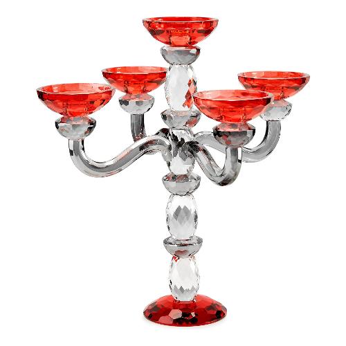 Fade Candelabro 5F (36cm) PILLAR Rosso e Trasparente 57911