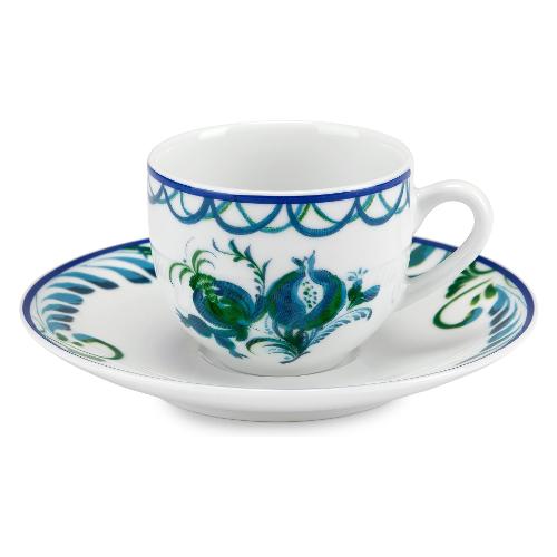 Fade Set tazzine caffè con piatto 6 pz (90ml) AFRODITE Bianco e Blu 58195