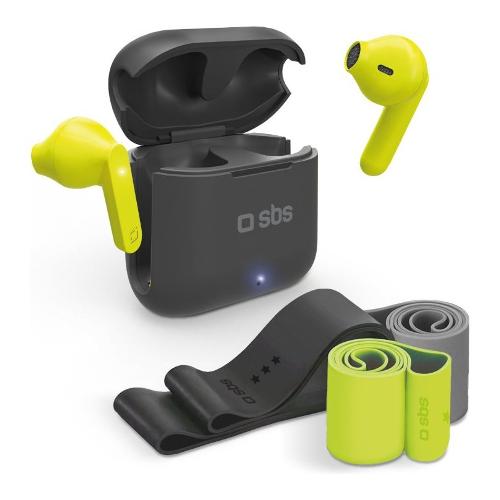 Sbs Auricolari microfono bluetooth SPORT Tws Kit con fasce elastiche Yellow e Black TEMUSBOUNBTK