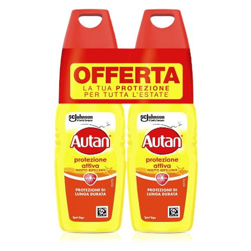 Autan Repellente spray per insetti Protezione attiva 2 flaconi vapo 100 ml W346641