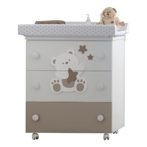 Pali Bagnetto fasciatoio 3 cassetti (76x45x90cm) ORSONE Tortora 0533Orsont