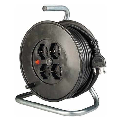 Poly Pool Avvolgicavo elettrico 4P e disgiuntore termico Zincato e Nero H05VV-F 3x1,5 mmq 15m PP2708