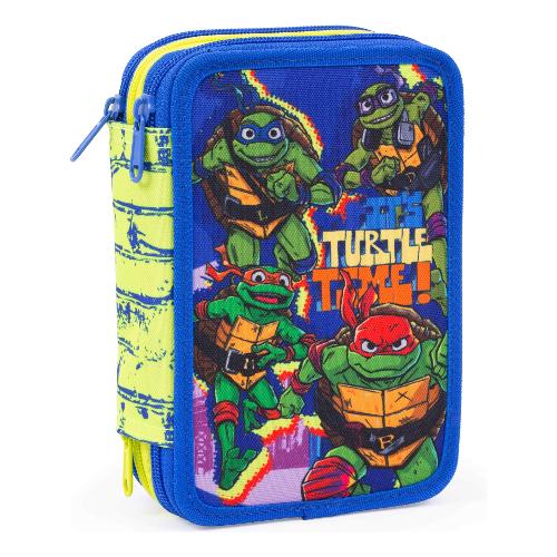 Giochi Preziosi Astuccio triplo completo 36 colori con penne e accessori NINJA TURTLES Blu e Verde TU9A2000