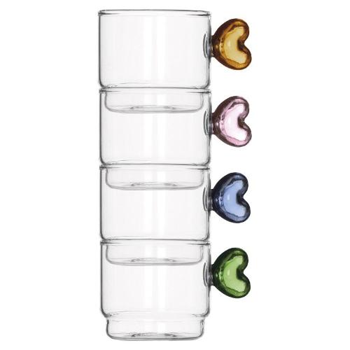 Brandani Set tazze te 2 pz (100ml) CUORE Colori assortiti 51013
