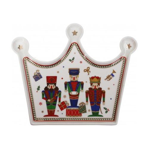 Brandani Vassoio natalizio Corona Porcellana (21x16cm) LO SCHIACCIANOCI Bianco multicolore 84178