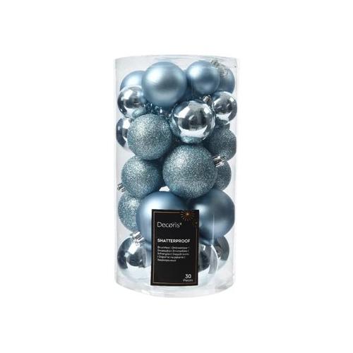 Amicasa Set palline albero di natale Plastica (30 pz) Blu ice 9022939 (6cm)