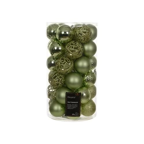 Amicasa Set palline albero Natale (37 pz) (6cm) Plastica Green tea 9022632