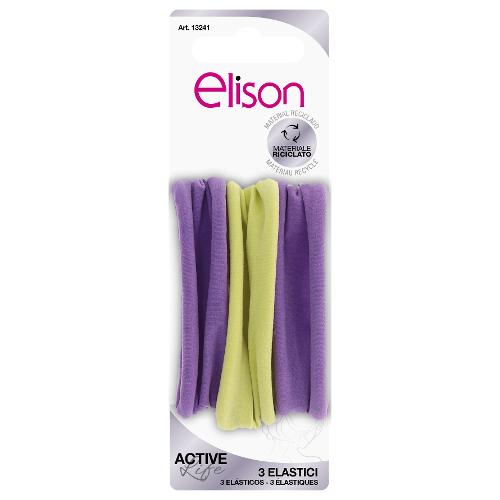 Elison Set elastici capelli ACTIVE STYLE 3 pz Microfibra Giallo e Viola 13241