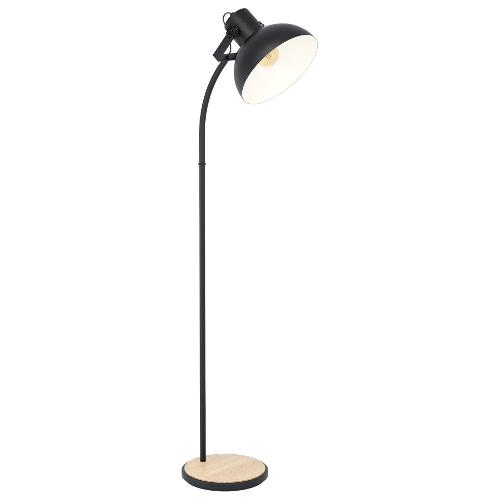 Eglo Lampada da terra LUBENHAM Nero e Legno 44059 (47,5x30x160cm) 1 luce - E27 - Max 28W
