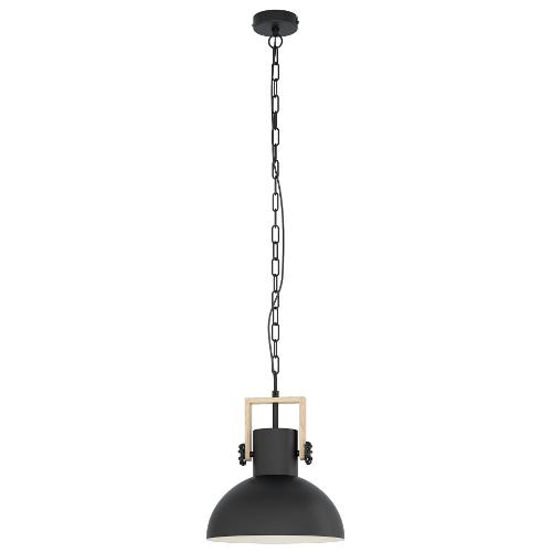 Eglo Sospensione LUBENHAM Nero e Legno (30x110cm) 44056 1 luce - E27 - Max 28W