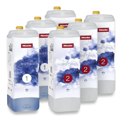 Miele Detersivo lavatrice Set Ultraphase 1 e 2 Bianco e Colorati 3 + 3 flaconi 1,4 lt 11912480
