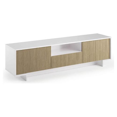 Terraneo FRAME Base soggiorno Bianco e Cannetè chiaro Mobile KIT (170x42x48cm)