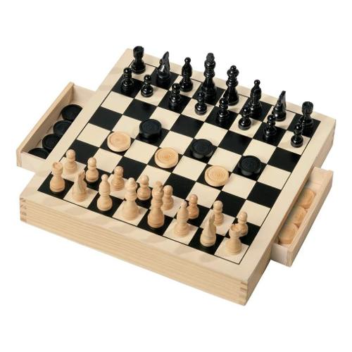Grandi Giochi Dama, Scacchi e Tria 3 in 1 in Italiano GIOCHI IN LEGNO GG95001