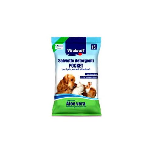 Vitakraft Set salviette igieniche animali Pocket 15 pz Aloe 20506