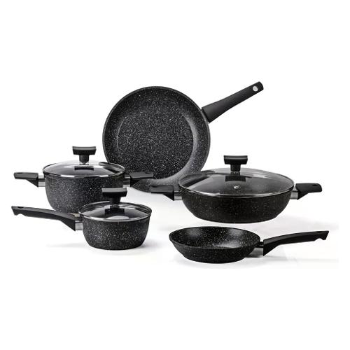 Moneta Batteria pentole Alluminio antiaderente 8 pz MAGNOLIA Stone black A01A176508