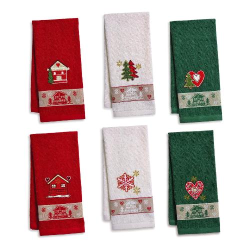 Vingi Set strofinacci Natale CHALET Assortito P6790 (70x45cm) 3 strofinacci