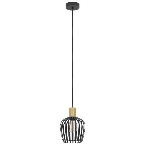 Eglo Sospensione EMPOLI Nero e Ottone spazzolato (20x110cm) 901036 1 luce - E27 - Max 40W