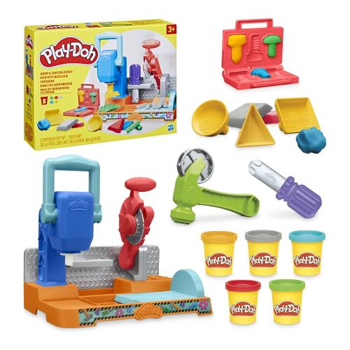 Hasbro Pasta modellabile Banco Falegnameria 6 barattoli 57gr e accessori PLAY DOH F91415L0