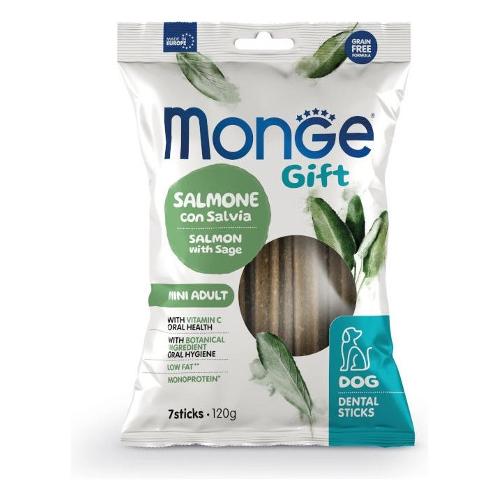 Monge Snack masticabile cane adulto Mini Dental GIFT salmone e salvia Busta 7 pz (120 gr) 8556