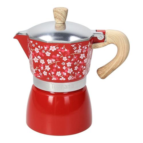 Tognana Caffettiera Alluminio 6 Tazze JAPAN Rosso fiorato V44300FJAPA