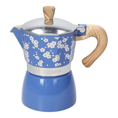 Tognana Caffettiera Alluminio 3 Tazze JAPAN Blu fiorato V44300BJAPA