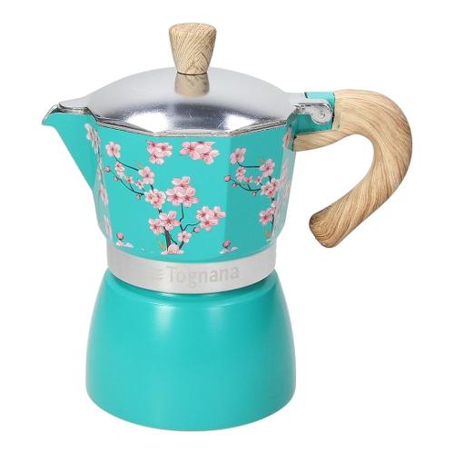 Tognana Caffettiera Alluminio 3 Tazze JAPAN Verde acqua fiorato V44300AJAPA