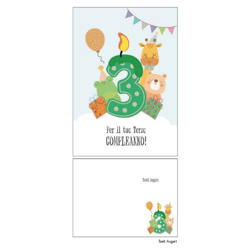 Marpimar Biglietto auguri Compleanno Baby 3 Anni (11,8x16,8 cm) NUD06