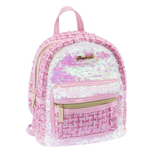 Nice Zainetto small Tweed backpack GIRABRILLA (21,5x15,4x25,5cm) Rosa 19146