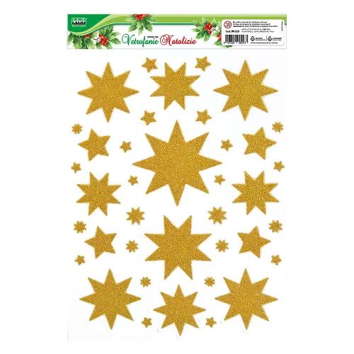 Lebez Vetrofania Natale Stelle CHRISTMAS Assortito 80829