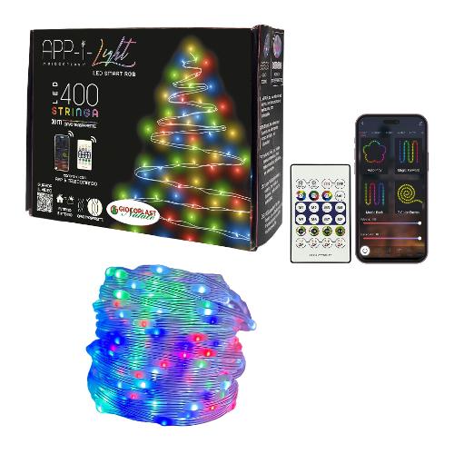 Giocoplast Filo luci Natale 400 luci - LED (20 mt) Giochi di luce SMART APP I-LIGHT IP44 Trasparente 141 24396