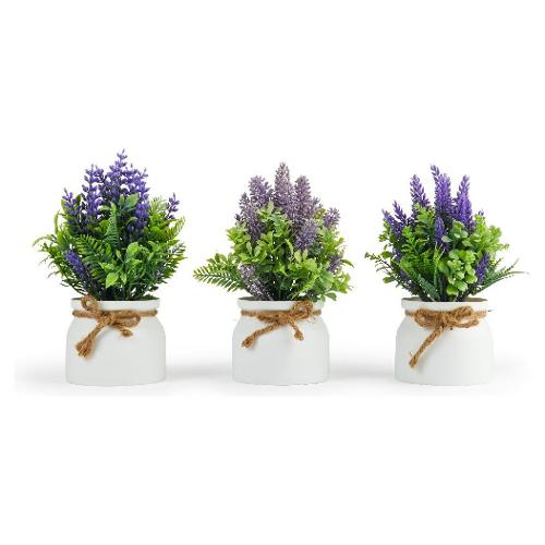 Mercury Pianta artificiale Lavanda con vaso metallo assortito 22861 (10x23 cm)
