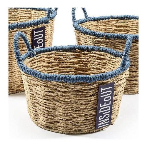 Mercury Cesto Fibra naturale (26x14cm) INSIDE OUT Natural e Blu 45610