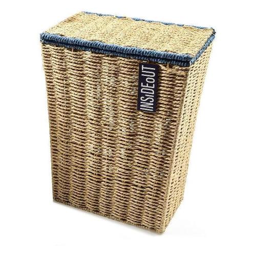 Mercury Cesto Ferro (34x23x45cm) Con coperchio INSIDE OUT Natural e Blu 45603 M