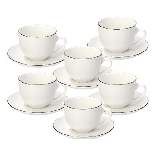 Tognana Set tazze te con piatto 6 pz (260ml) FASCIA ORO Bianco MC085021700