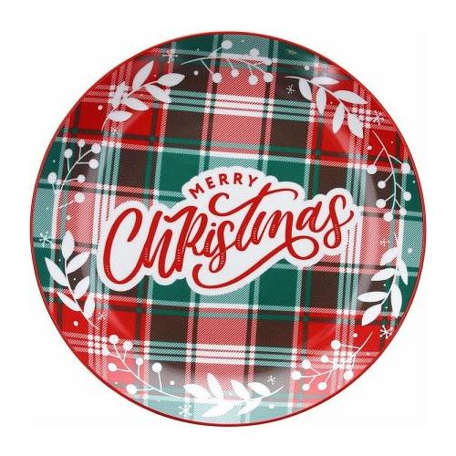 Tognana Piatto panettone Porcellana (31cm) Tartan CHRISTMAS Rosso e Verde NT022316076