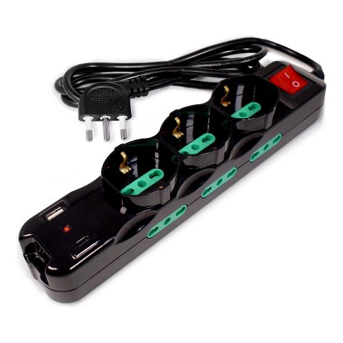 Tecnoware Multipresa tavolo 9 uscite e 2 prese USB con interruttore 10/16A Nero FMP9IIGUSB