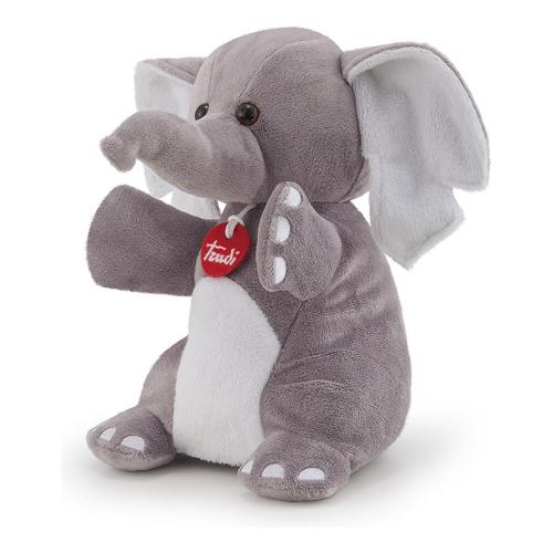 Trudi Peluche Marionetta Elefante (14x18x14cm) PUPPETS Grigio e Bianco 29829