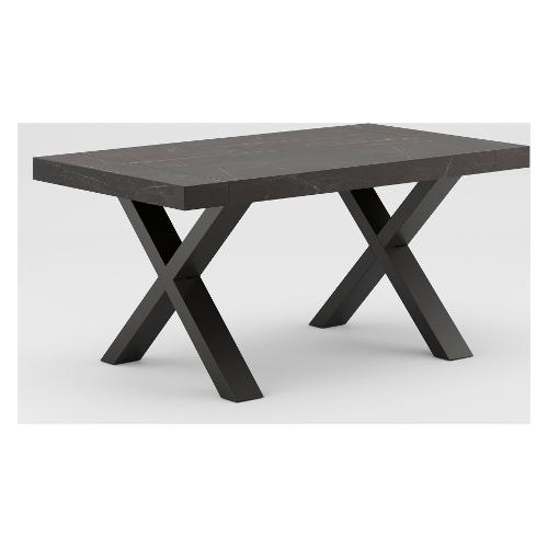 Living Design ARUBA Tavolo Allungabile Nero e Marmo nero (160-260x90cm)