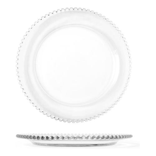 H&H Piatto portata Vetro (30,5cm) Ala perlinata COLLIER Trasparente 8632030