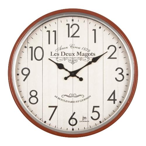 Lowell Orologio da parete (30cm) Les Deux Magots JUSTAMINUTE Arancio 21558