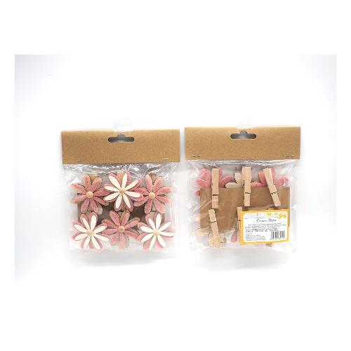Creare Italia Decoro Set 6 Mollette feltro fiori Assortito (5 cm) 35314