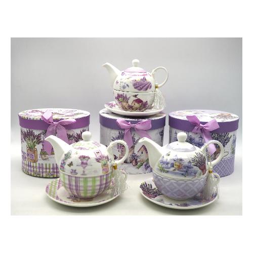 Creare Italia Teiera Ceramica con piatto e tazza incorporata LAVANDA Assortito 73041