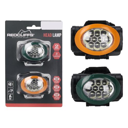 Redcliffs Torcia elettrica frontale Set 2 pezzi verde e giallo Multi LED C22217050