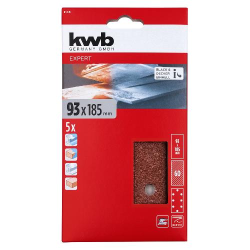 Kwb Set fogli abrasivi levigatrice 5 pz QUICK STICK 93 x 185 mm 60 G 49817906